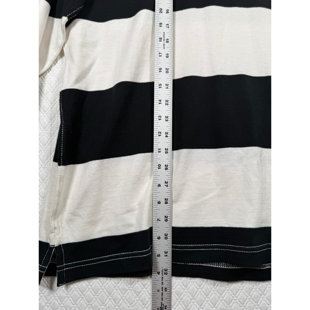 Chaps Heritage Mens XL Black White Striped Long Sleeve Rugby Shirt New New Flaws - Picture 5 of 9